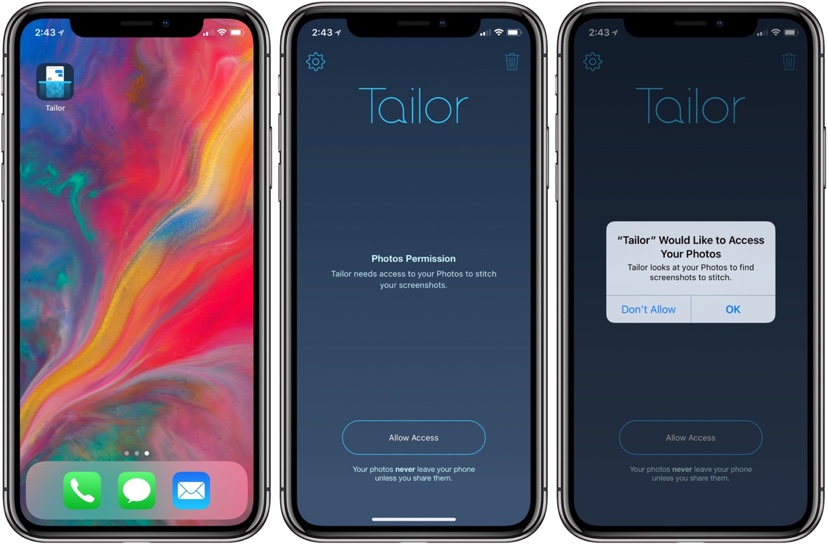 Tailor Iphone上で複数のスクリーンショットを1つの画像に結合可能に Around Mobile World